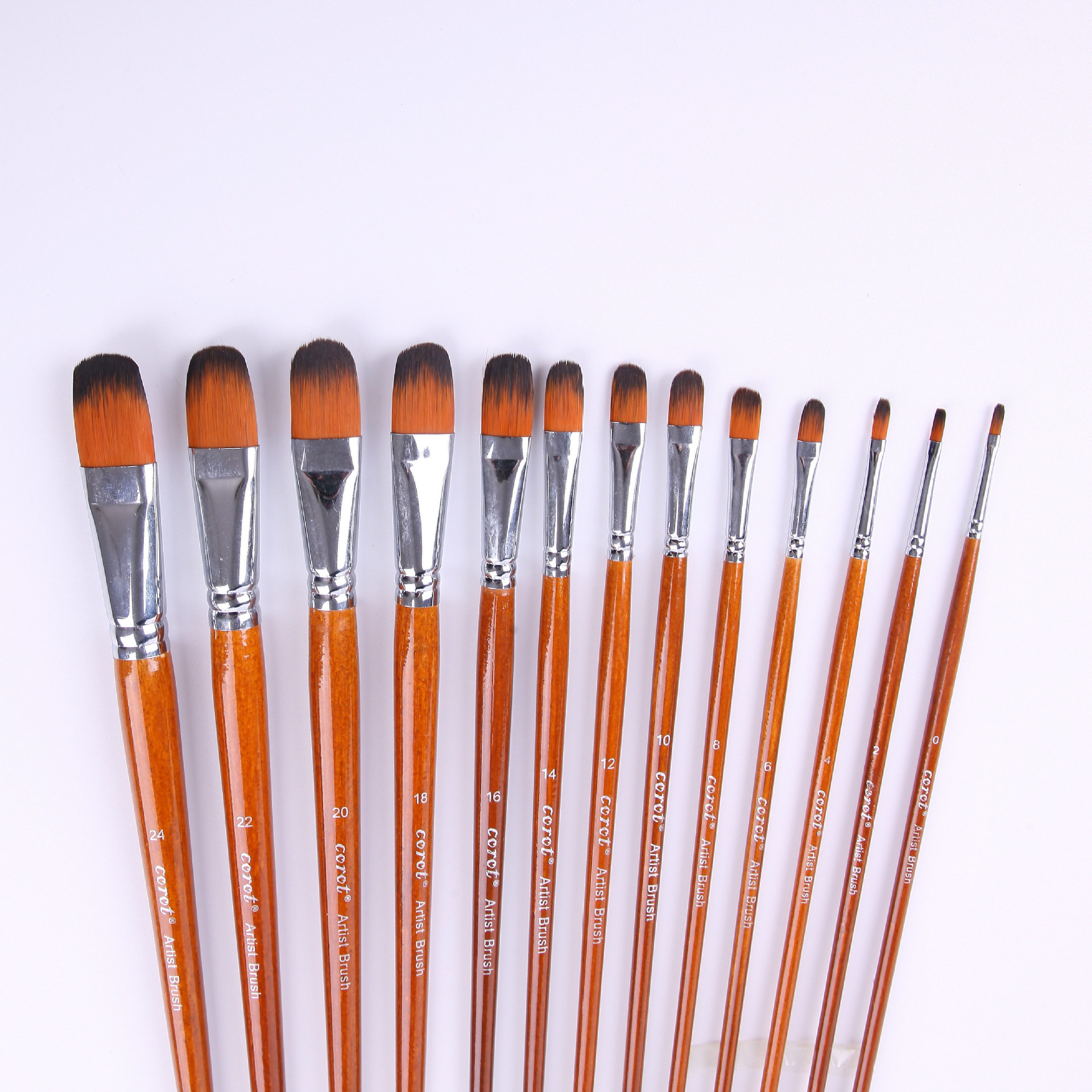 12支油画笔 绘画套装指甲圆木杆数字水彩笔水粉笔画笔