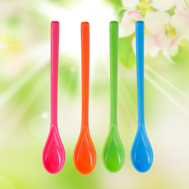 Factory Direct Sales Long Handle Plastic Spoon Dessert Spoon Soup Spoon Children Spoon Ice Cream Drink Spoon 0755-2