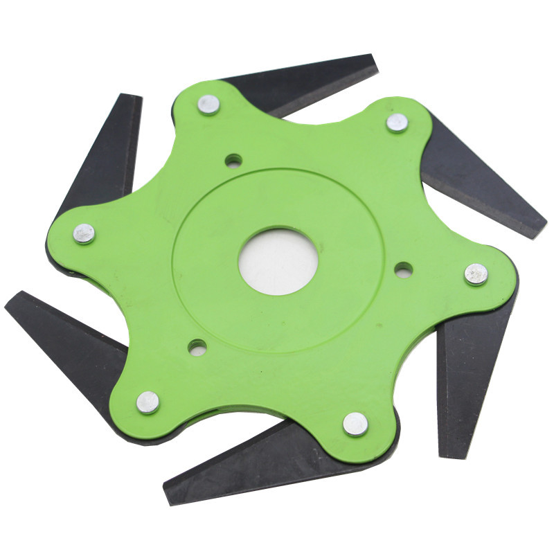绿色六叶刀打草头割草机配件合金硬质锰钢刀片6厘米农机配件刀头