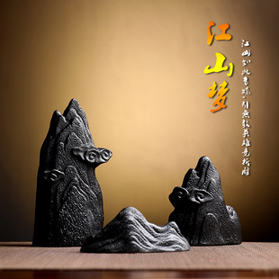 新中式禅意软装创意假山微景观装饰品陶瓷枯山水摆件玄关书桌装饰