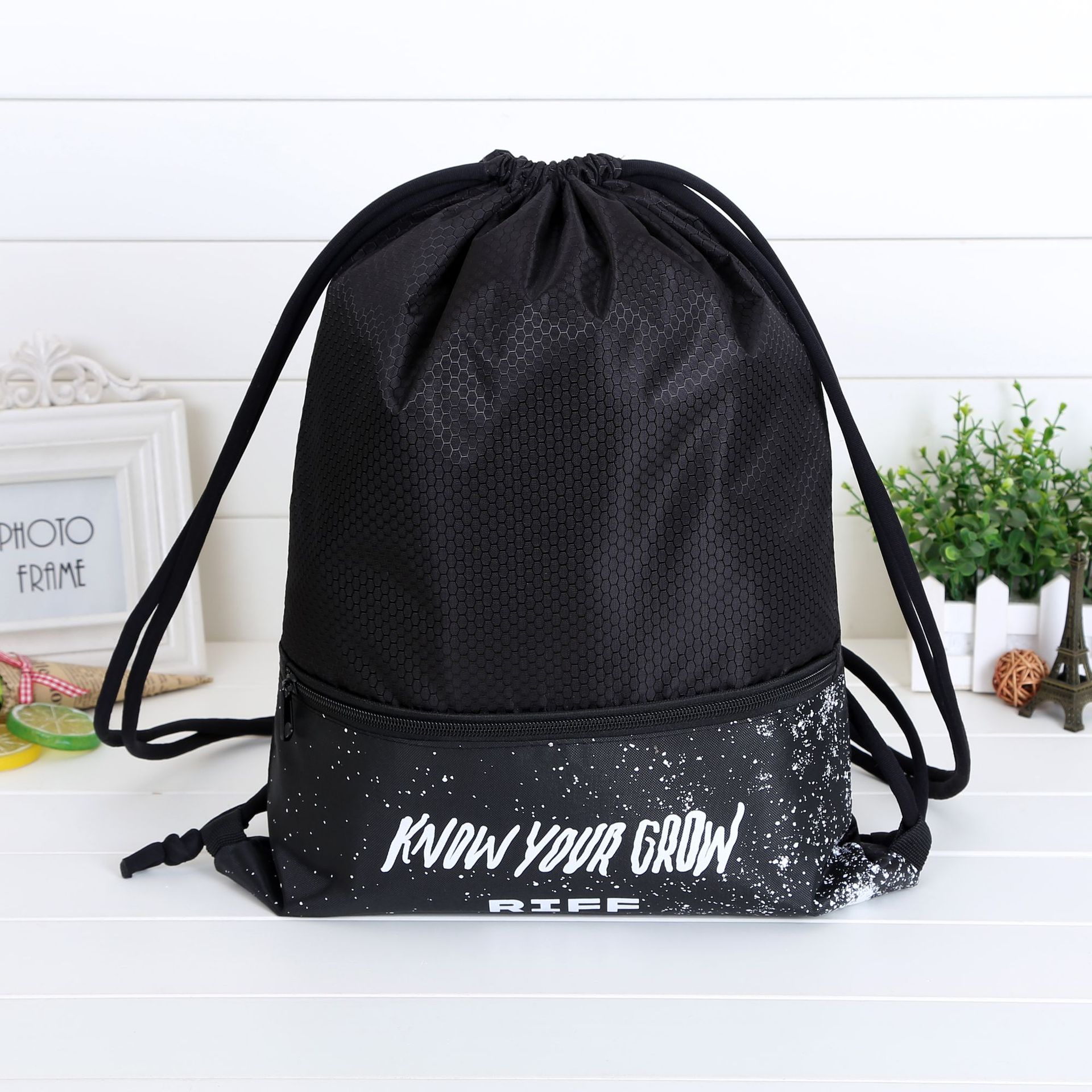 防水涤纶布束口袋定做 创意束口牛津袋 环保尼龙布拉绳背包袋批发