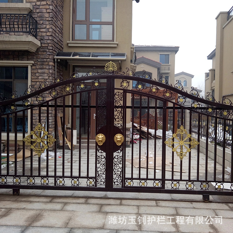 别墅庭院大门欧式铁艺大门多规格厂房小区双开门铁艺大门