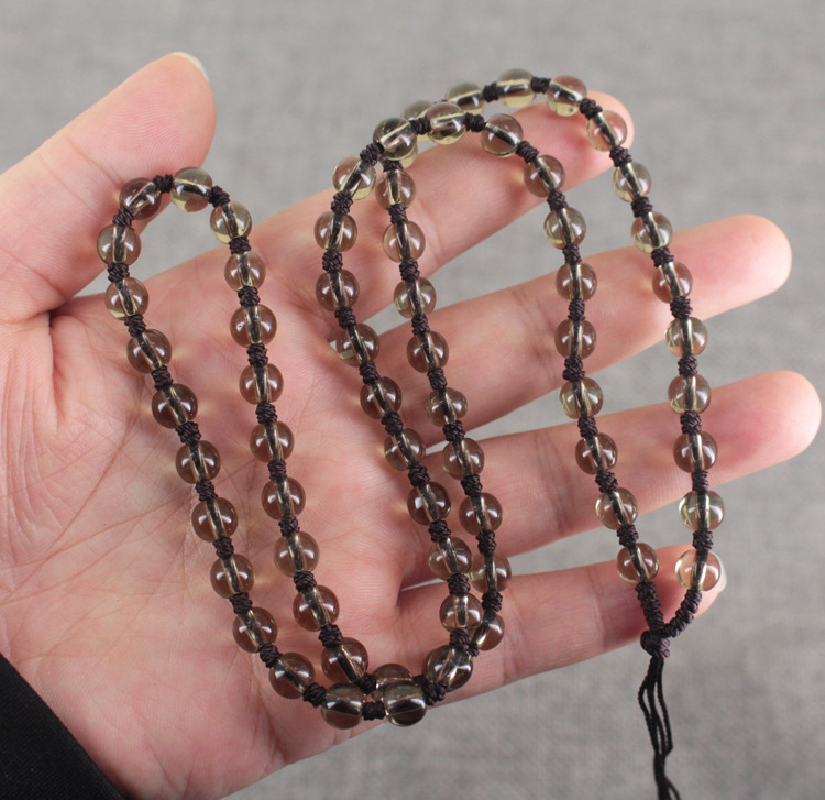 项链绳子茶玻璃 茶晶 水晶黑曜石挂绳冰种曜石手工编织珠链毛衣链