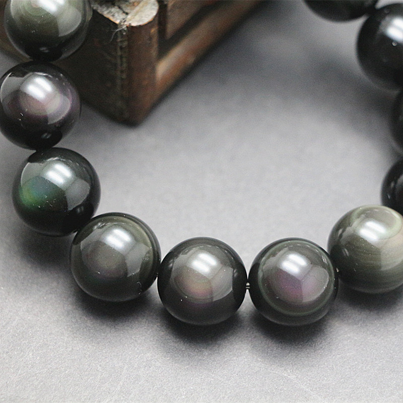 天然黑曜石 双眼双彩黑曜石 双眼黑曜石 黑曜石大圆眼 7a