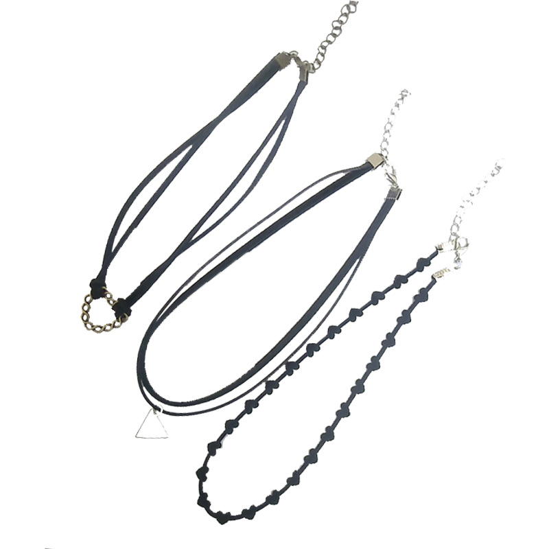 INS Internet Celebrity Same Style Fashion Short Necklace Simple All-Match Necklace Collar Tassel Flannel Set Clavicle Chain