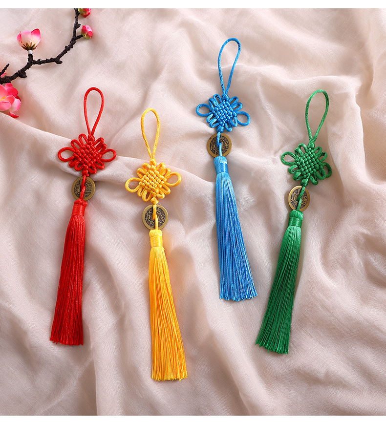 中国结 流苏 五帝钱挂件 平安结 铜钱中国结 风水装饰 手工编织