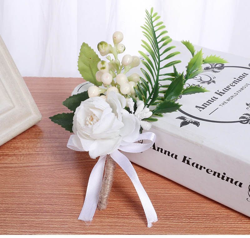 欧美新款白色胸花婚礼宴会晚礼服装饰森系创意胸针婚庆用品批发