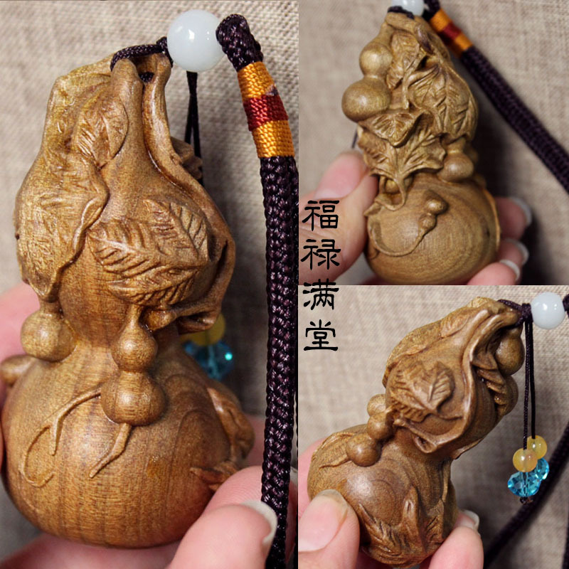 金丝楠木雕刻包挂饰貔貅钱袋弥勒福象葫芦文玩手把件礼品多款批发