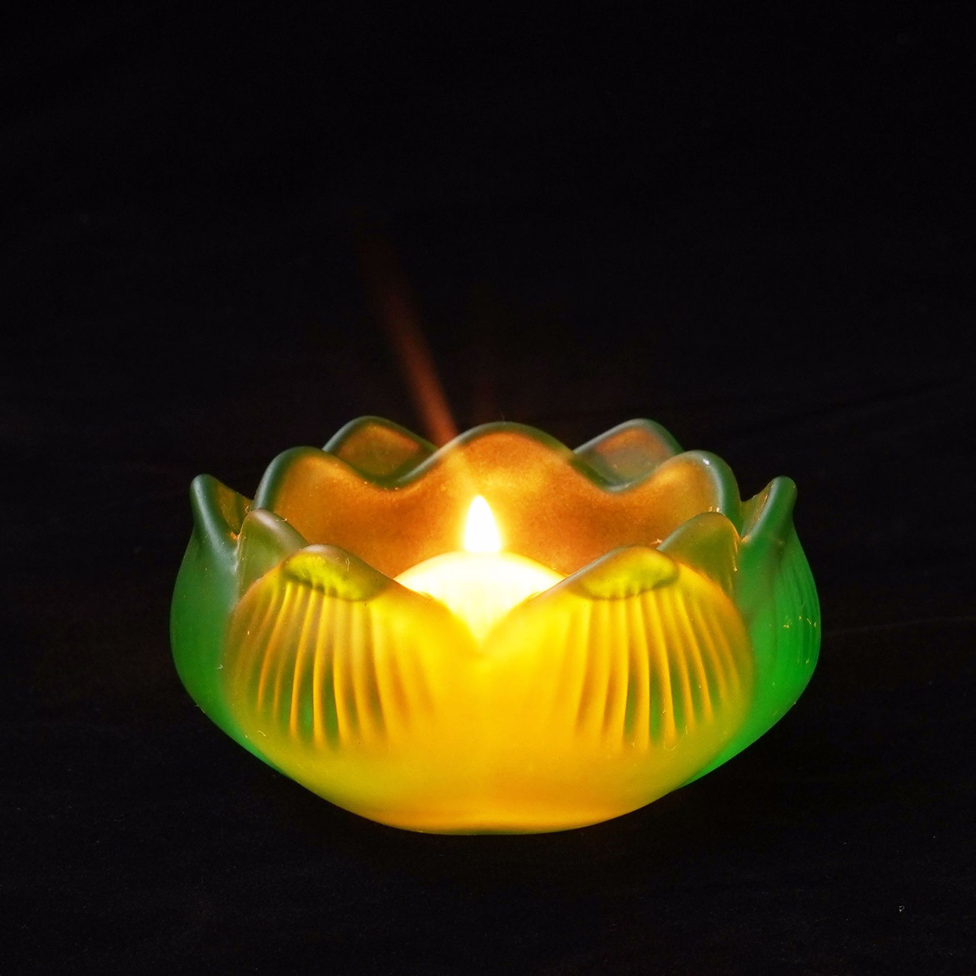 佛具用品七彩琉璃莲花酥油灯座 供佛油灯七星灯蜡烛座摆件批发