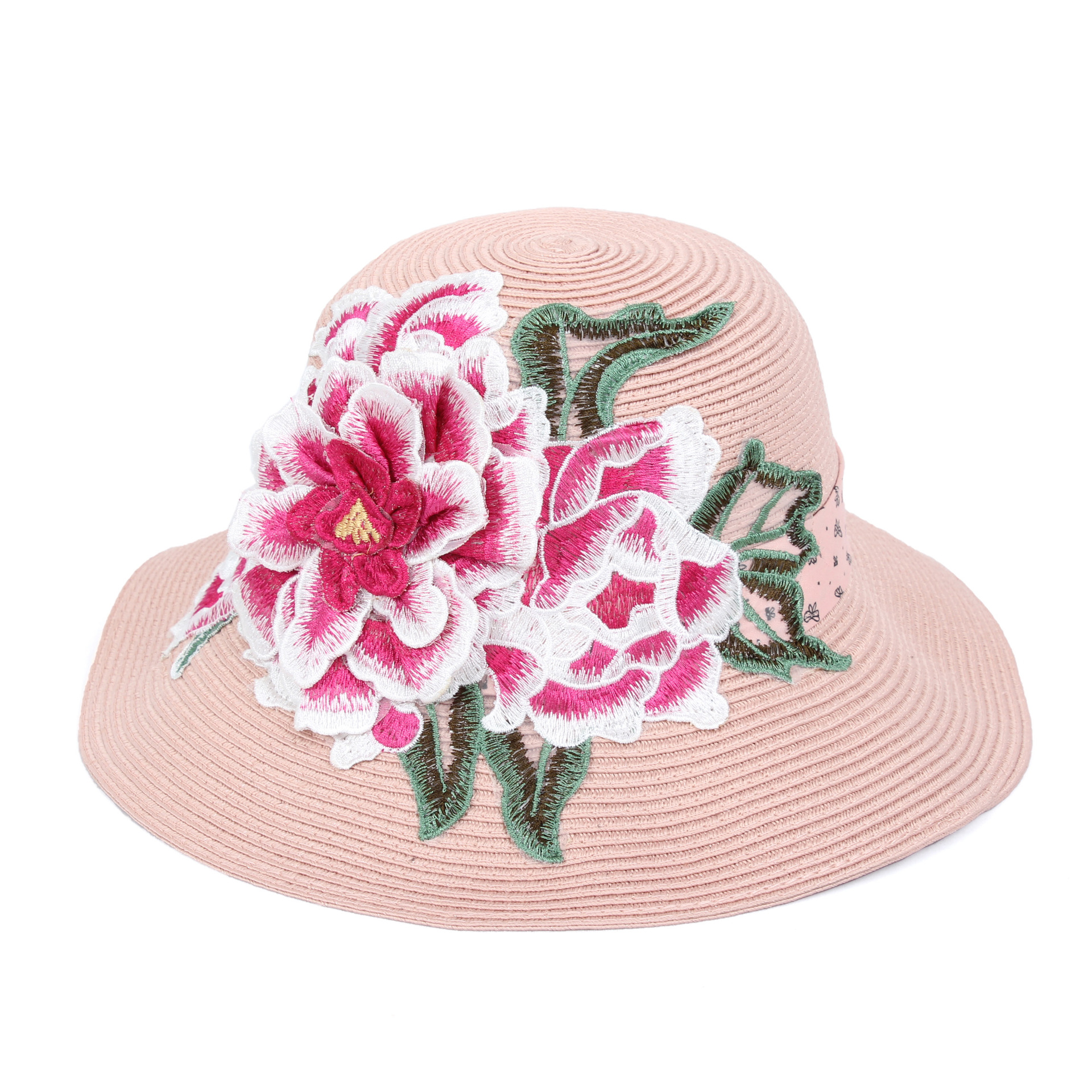 民族风帽子 沙滩绣花遮阳帽刺绣女士休闲圆帽子遮凉帽一件代发