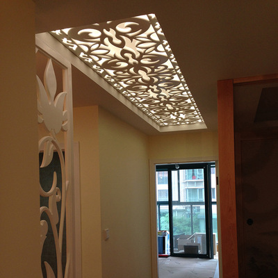 白色奥松板镂空吊顶 烤漆欧式通花板 镂空花格玄关隔断屏风雕花板
