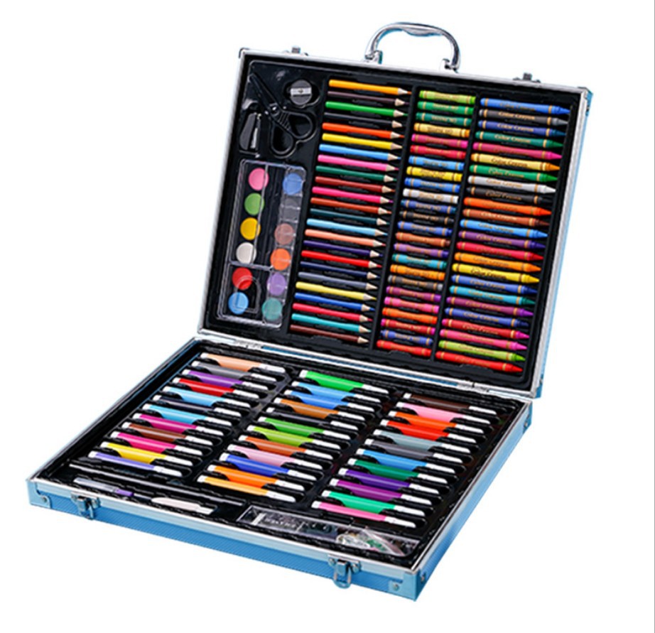 产地直销 铝盒150画笔绘画套装 儿童美术油画棒水彩笔套装批发