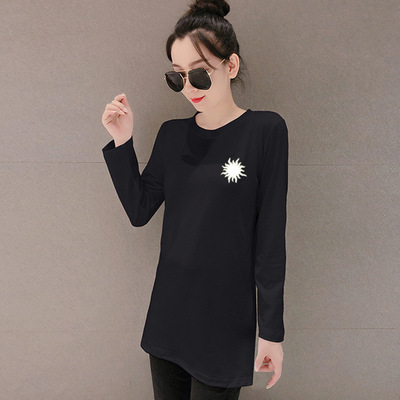 秋装韩版宽松个性太阳反光长袖t恤女2019新款学生上衣服ins潮批发