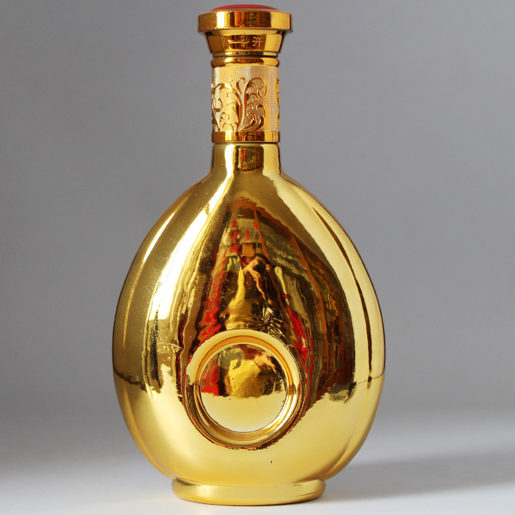 厂家直销烫金电镀喷漆玻璃酒瓶白酒印花酒瓶 一斤装玻璃酒瓶