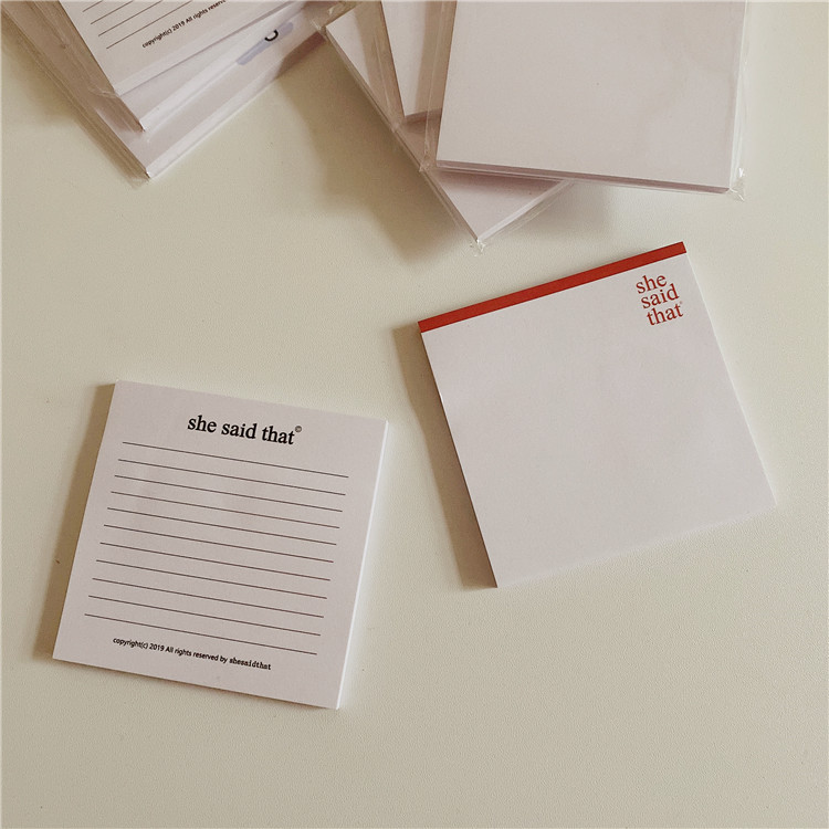 韩国ins风 英文线条红边清单便利贴便签本 有粘性