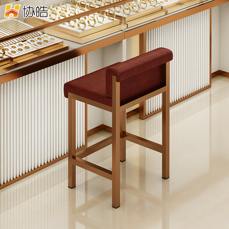 前台接待椅珠宝店专用吧台椅现代简约靠背高脚凳子柜台收银台椅子