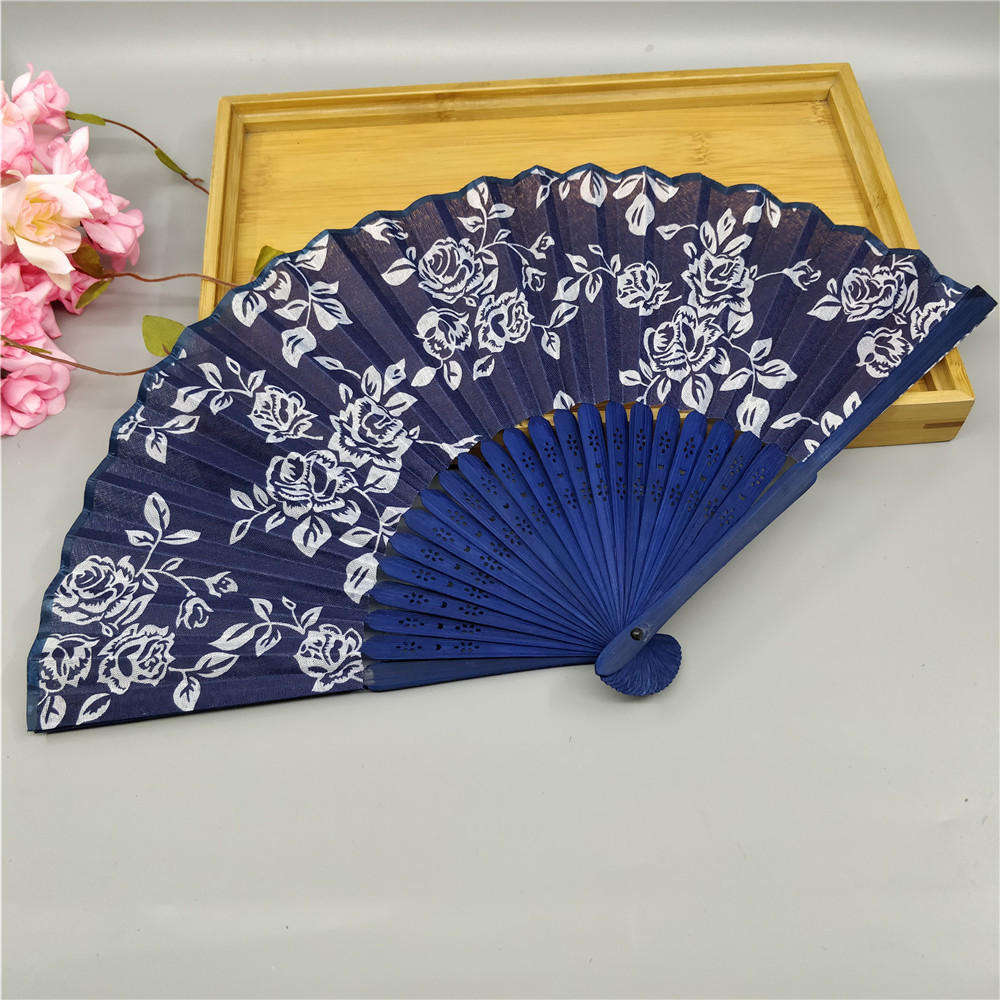 乌镇女扇古风折扇古典蓝花布扇子旗袍走秀扇道具随身布扇折叠扇子
