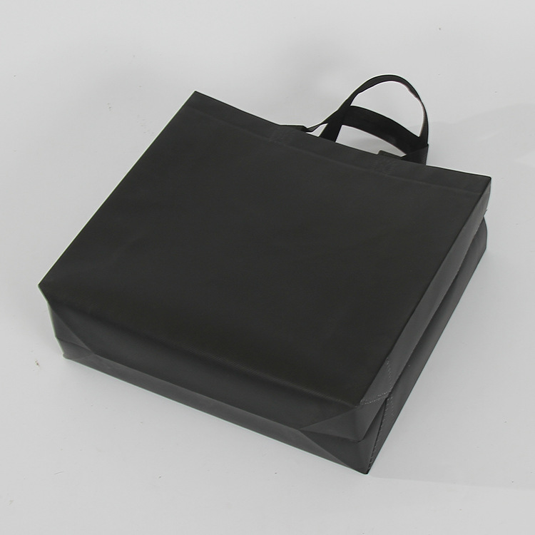 简约纯黑色无纺布袋定做覆膜广告购物袋定制环保无纺布手提袋logo