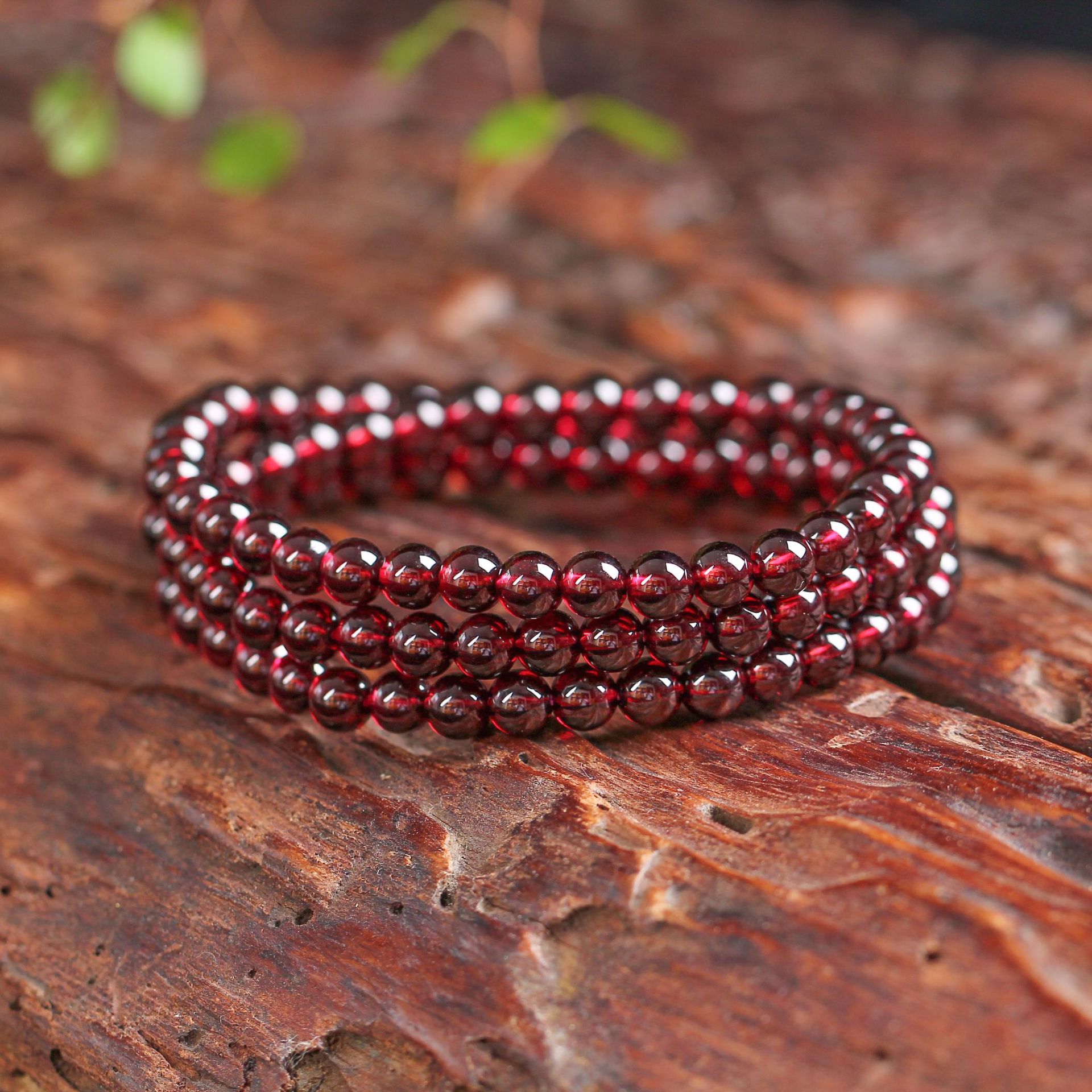 新款女人石天然酒红石榴石手链 多圈四圈碧玺手串送女友闺蜜礼物