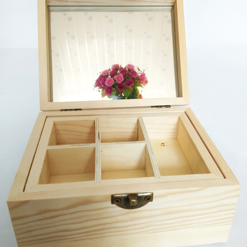 Storage Box Wooden Tea Gift Box Wooden with Lock Storage Box Pine Ornament Porcelain Wooden Box