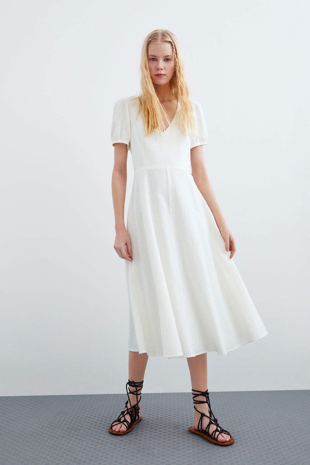 2019春跨境女装蓬蓬袖短袖连衣裙