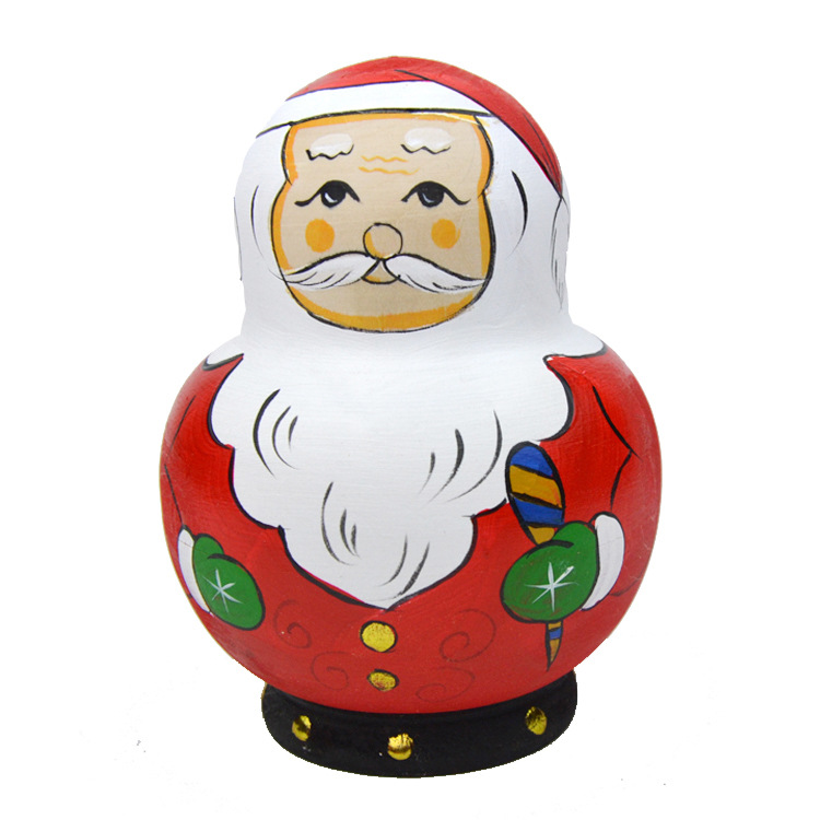 俄罗斯套娃10层椴木肚娃圣诞老人图案手工绘制