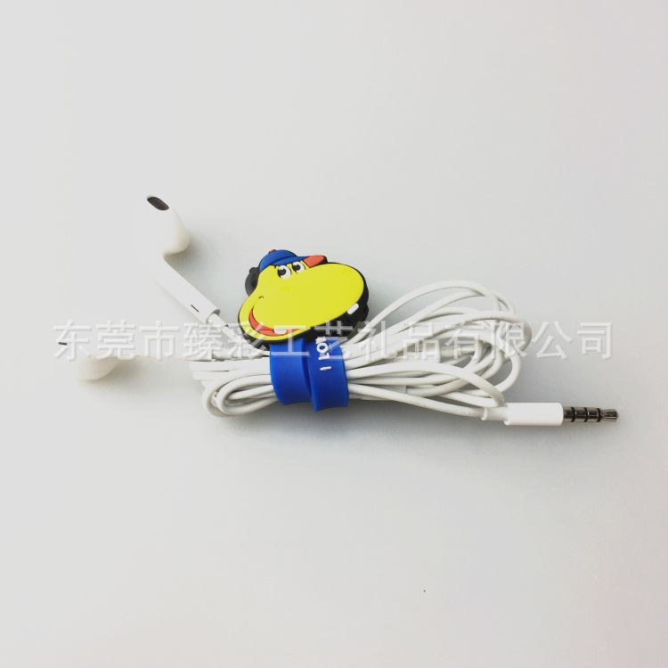 定制精巧缠线器小猴耳机理线器集线器pvc卡通卷线绳数据线绕线器