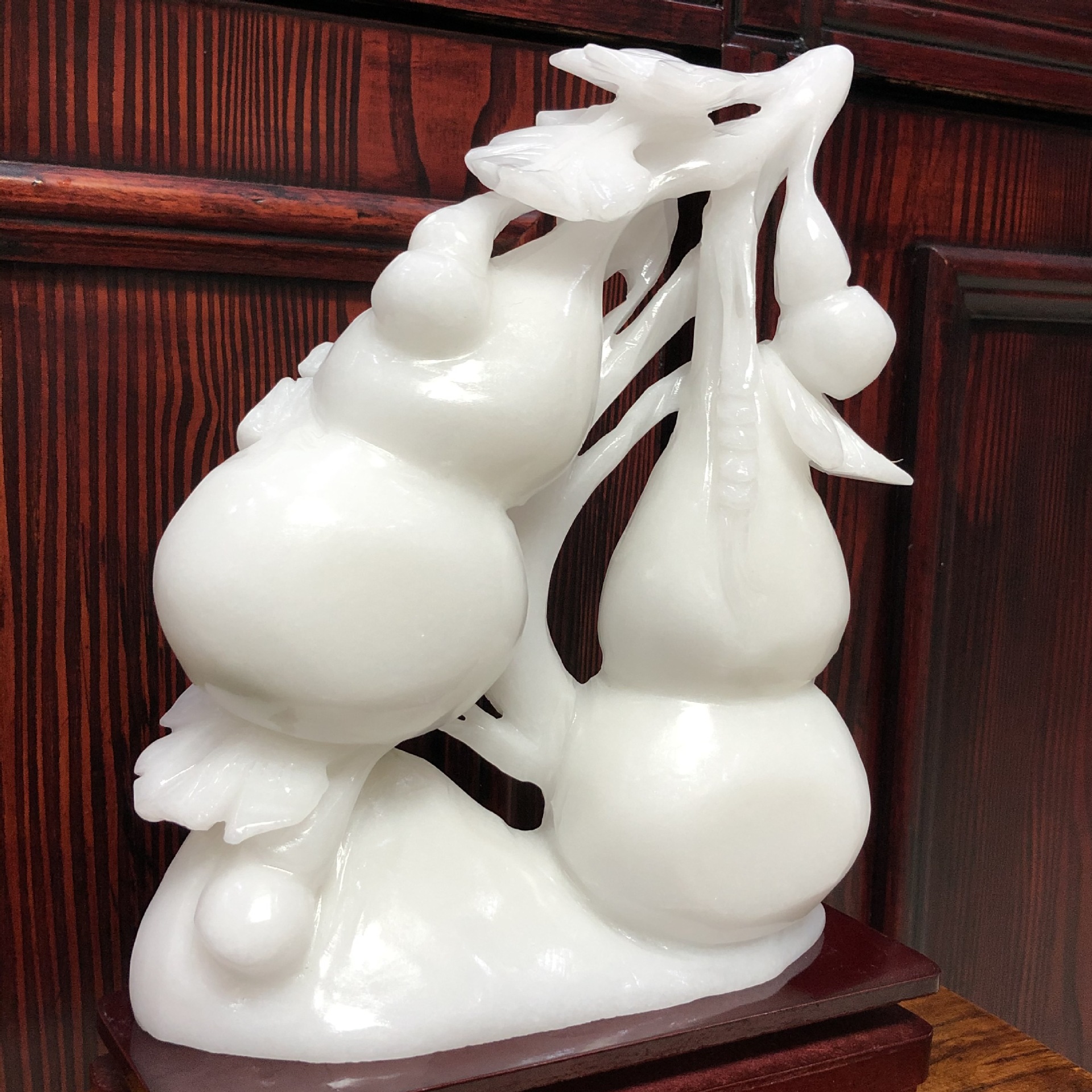 天然阿富汗白玉子孙万代摆件 玉石葫芦 商务礼品 居家玉器玉雕品