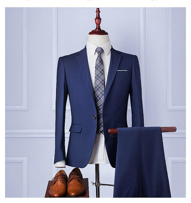 制服厂定制休闲西服套装男羊毛白领男士修身商务西装职业正装