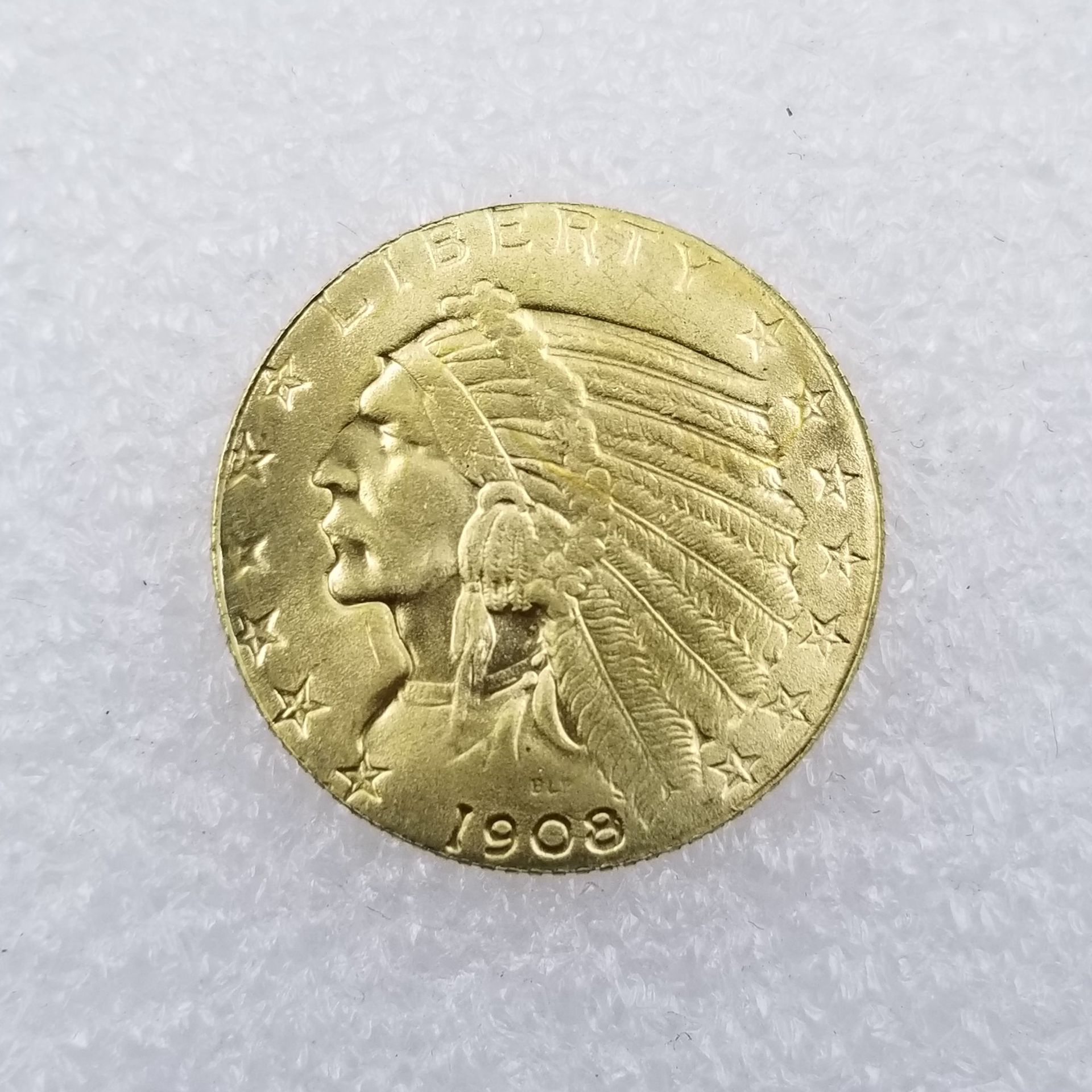 仿古工艺品1908年d版美国印第安半鹰$5金币外国银元