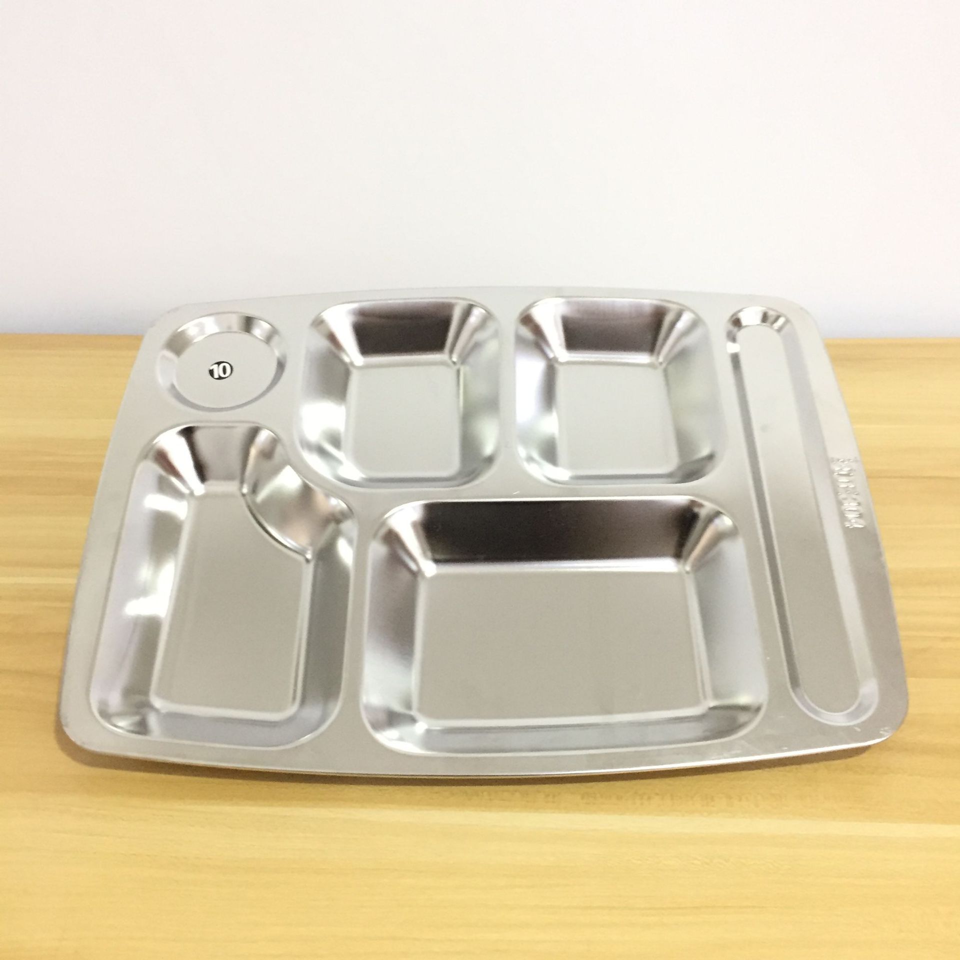 304不锈钢快餐盘大六格大圆五格餐盘分格饭菜 打饭盘食堂酒店激光