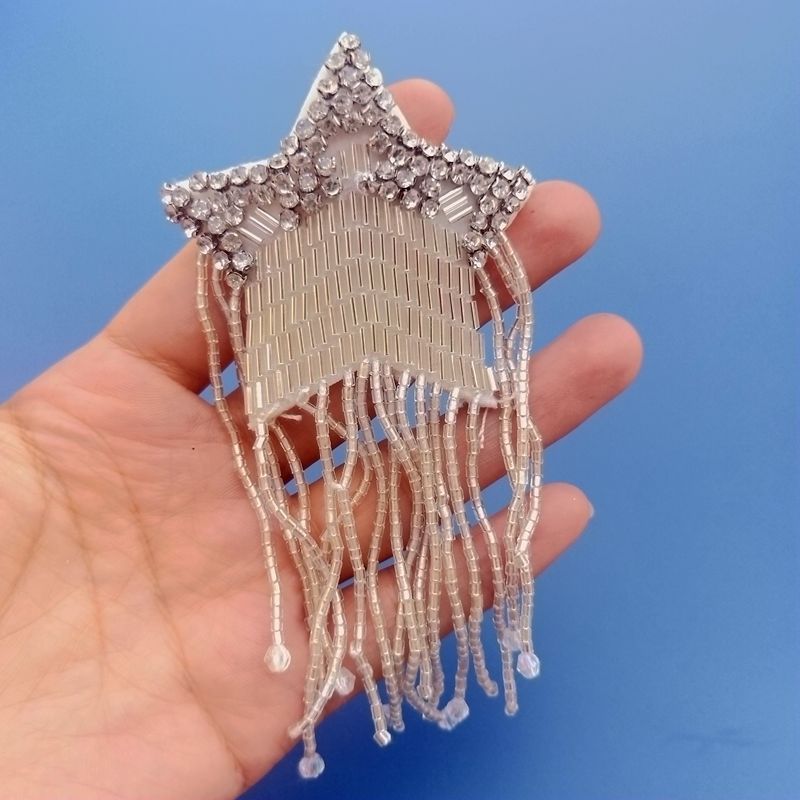 五角星流苏吊吊肩章管珠手工串珠米珠布贴不织布帽子头巾装饰辅料
