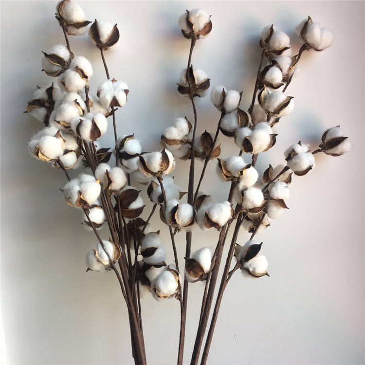 手工铁丝杆9头棉花 艺束插花 家居装饰 拍摄道具