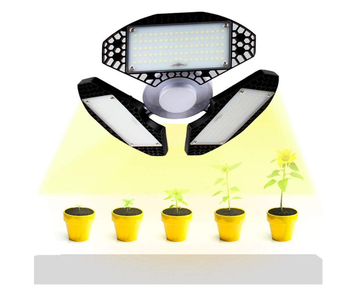 跨境电商50w e27e40 三叶折叠 太阳光全光谱植物生长灯植物补光灯