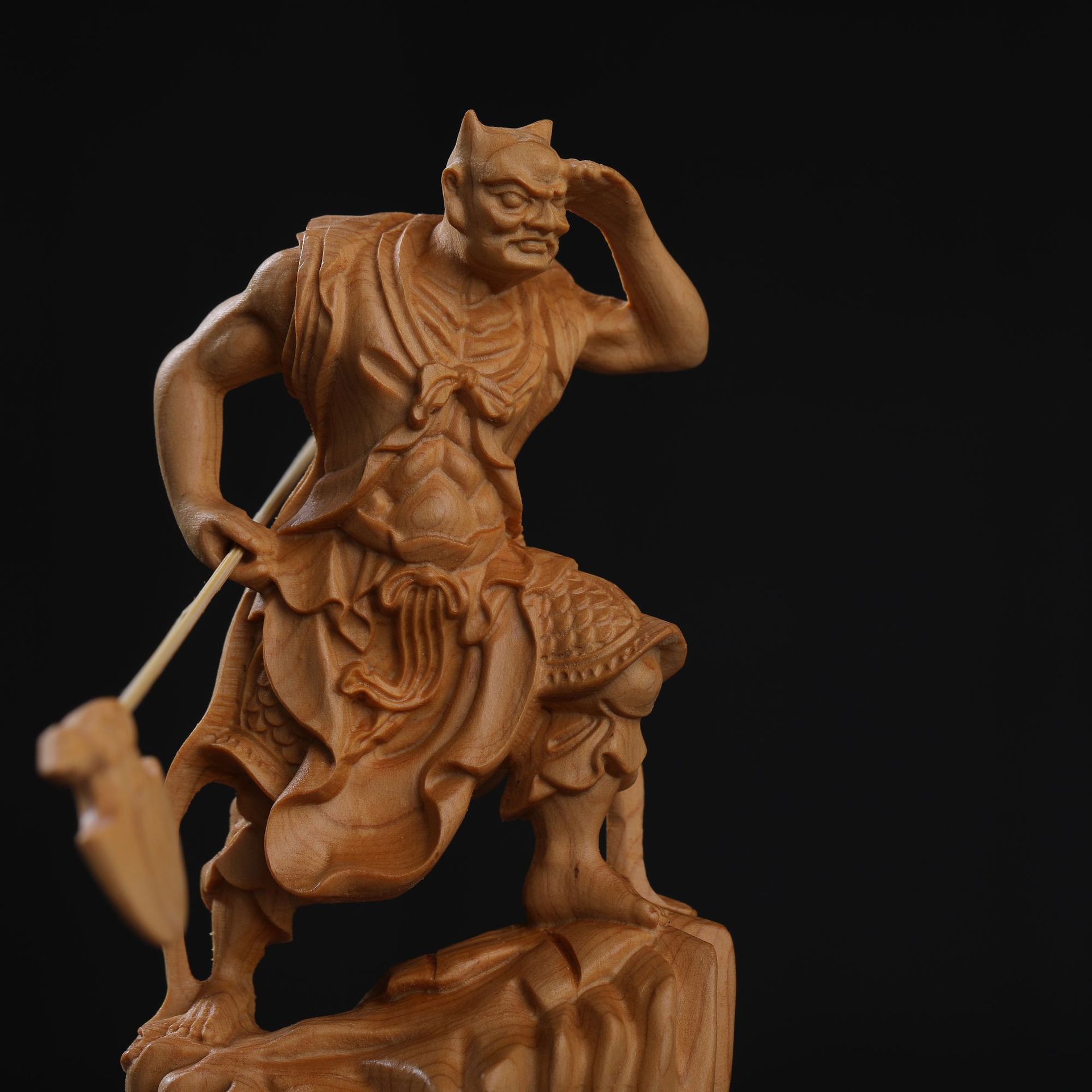 淘乐购黄杨木雕千里眼顺风耳将军左右护法神像风水摆件