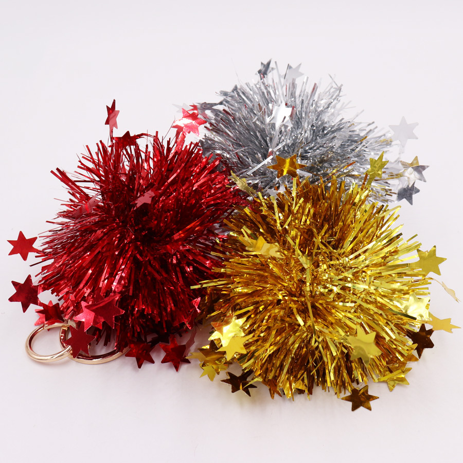 新款亮丝圣诞树挂件 彩色丝带流苏吊坠钥匙扣装饰包包汽车挂件