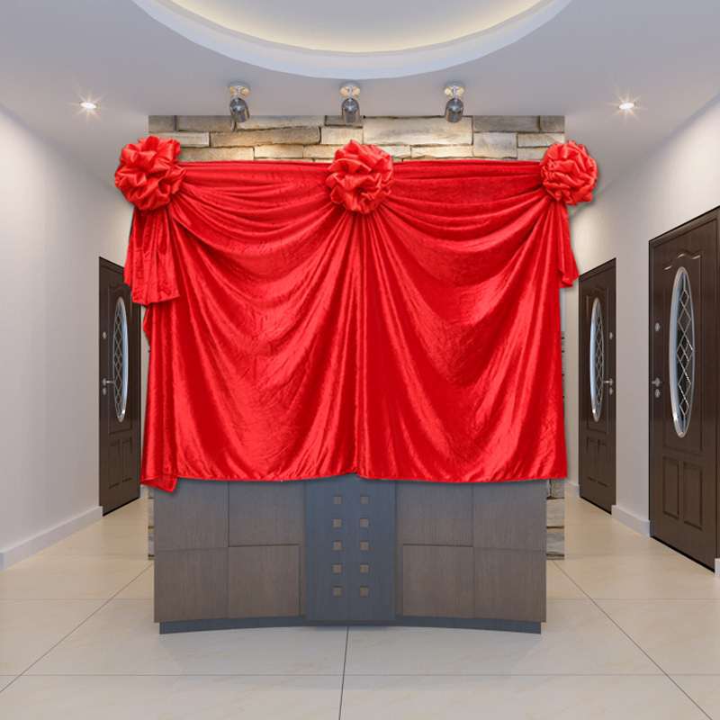 开业剪彩揭幕布牌匾大红花球红绸布波浪型金丝绒节庆布置