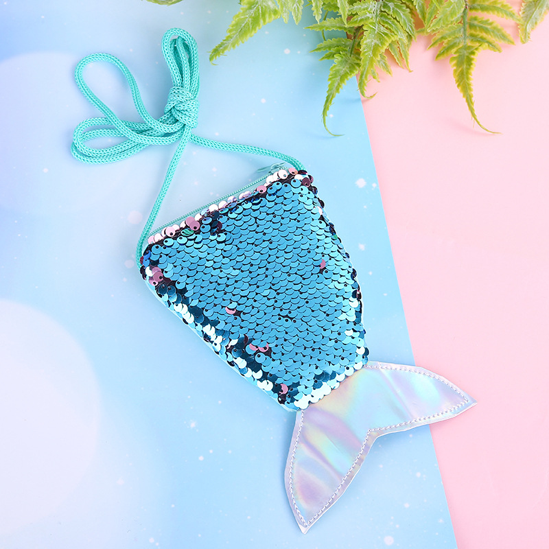 New Mermaid Tail Crossbody Bag Creative Children's Shoulder Sequined Small Shoulder Bag Storage Lanyard Coin Purse Wholesale