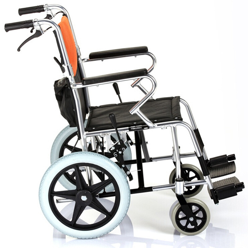 鱼跃轮椅车h056c 铝合金轻便可折叠残疾老人轮椅双重手刹手推代步