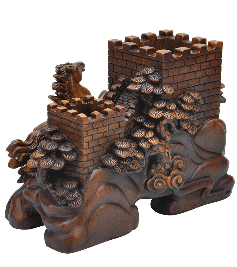 工厂直销万里前程双笔筒摆件千里马万里长城家居聚会送礼摆件跨境