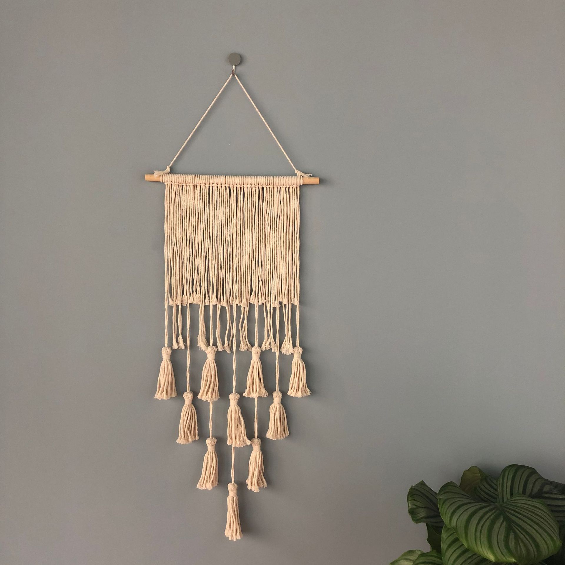 创意波西米亚手工编织挂毯 棉绳黑白色流苏壁饰 欧美风格室内墙饰