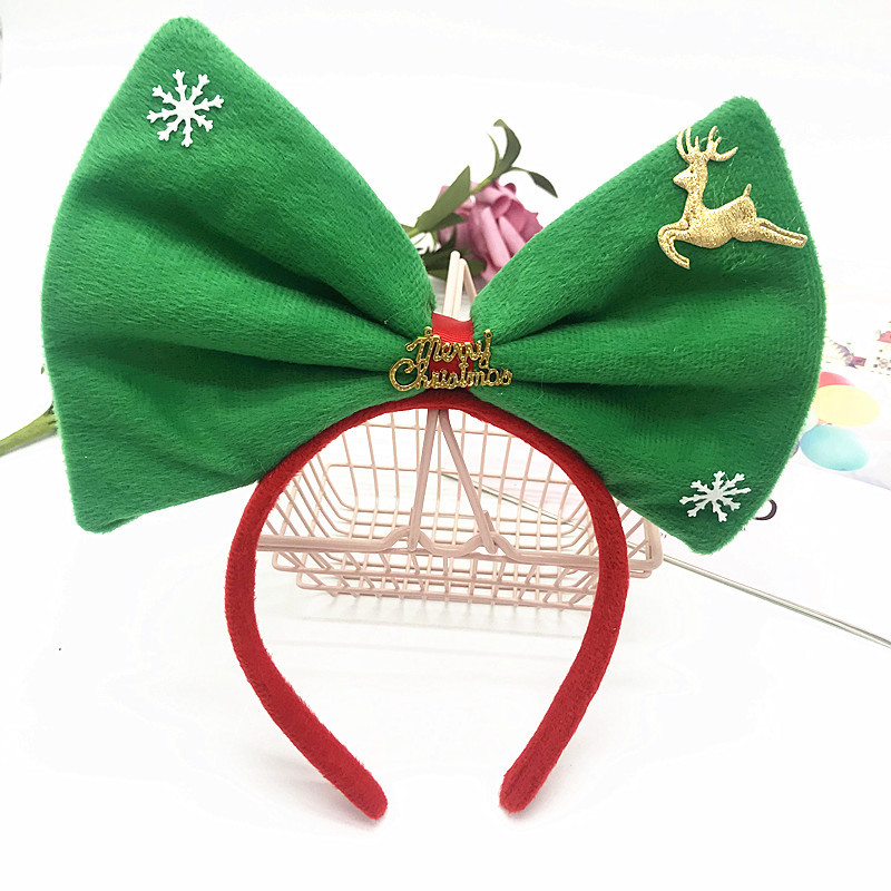 New Christmas Big Bowknot Hair Bands Flannel Belt Elk Christmas Headband Hair Accessory Holiday Hair Bands Wholesale