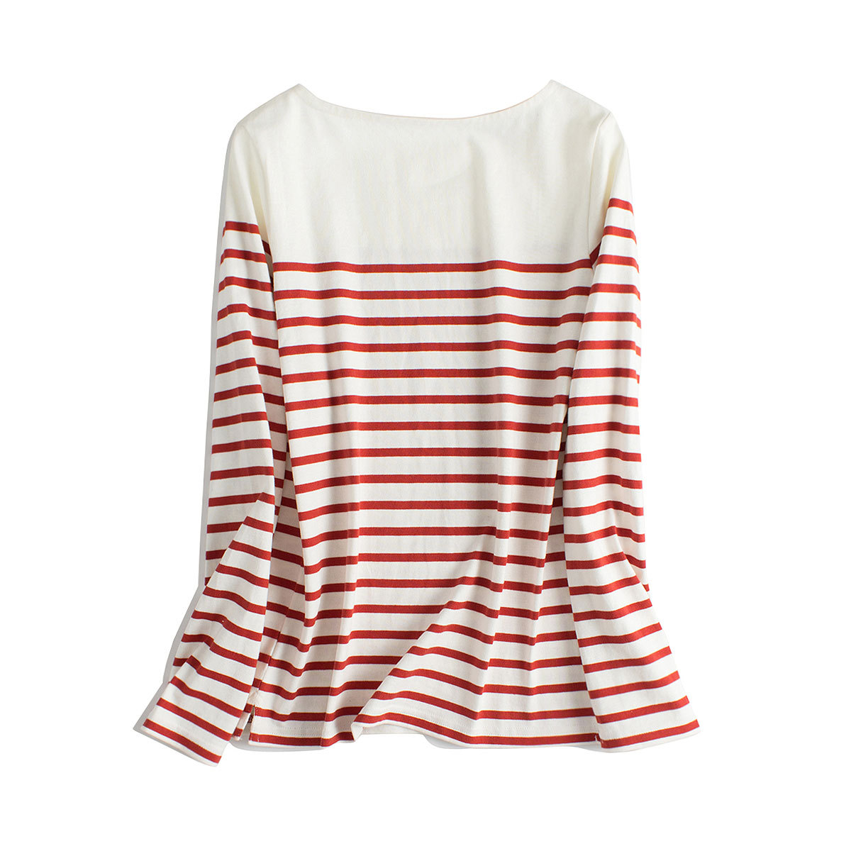 女式 粗棉线 装饰条纹长袖t恤 良品 #052