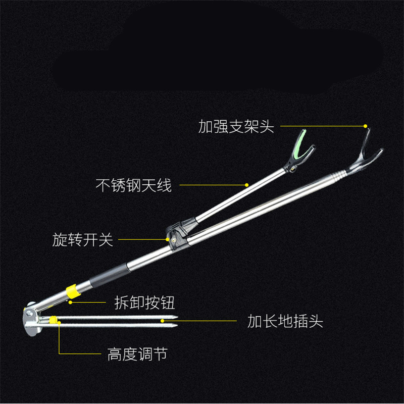 不锈钢炮台钓鱼竿支架地插鱼竿架杆架渔具垂钓用品特价渔具批发