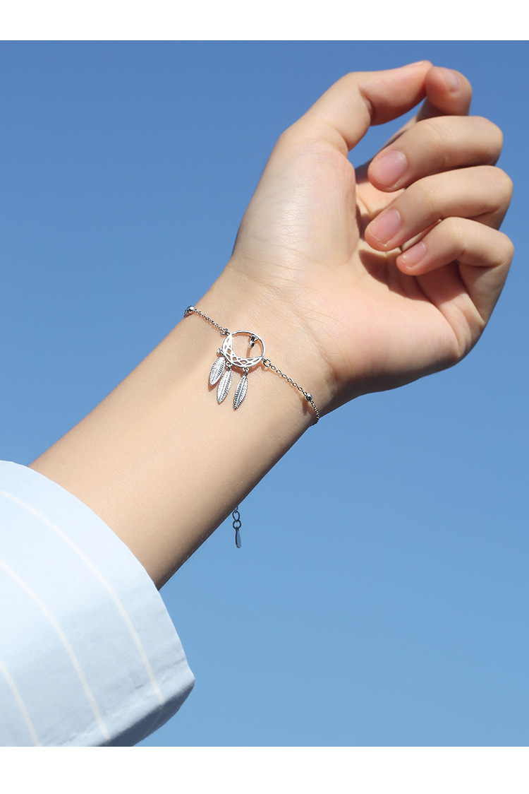 银饰原创新款捕梦网手链女韩版简约个性学生闺蜜银手链女纯银