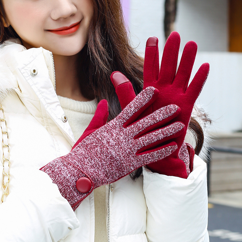 Micro Velvet Gloves Women's Warm Winter Cycling Gloves Touch Screen Gloves Wholesale Fleece Lined Padded Warm Keeping Gloves