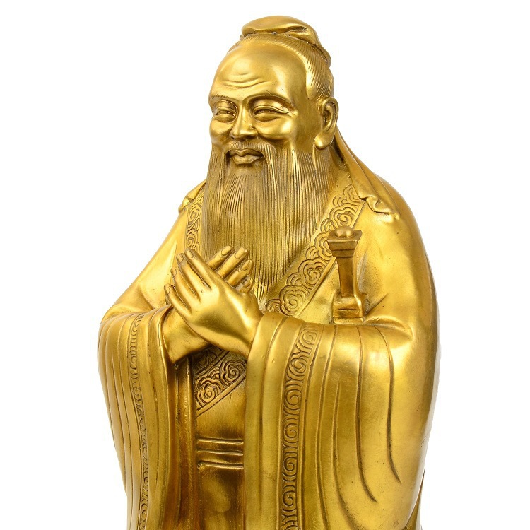 全铜孔子神像学校教室办公桌摆件教师节礼物教育家思想家孔子佛像