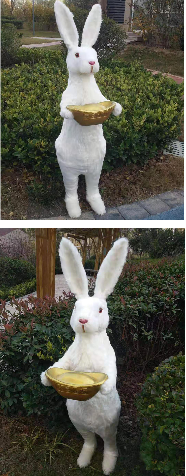 仿真兔子模型仿真大白兔招财摆件大型动物站立兔子摆件照相道具