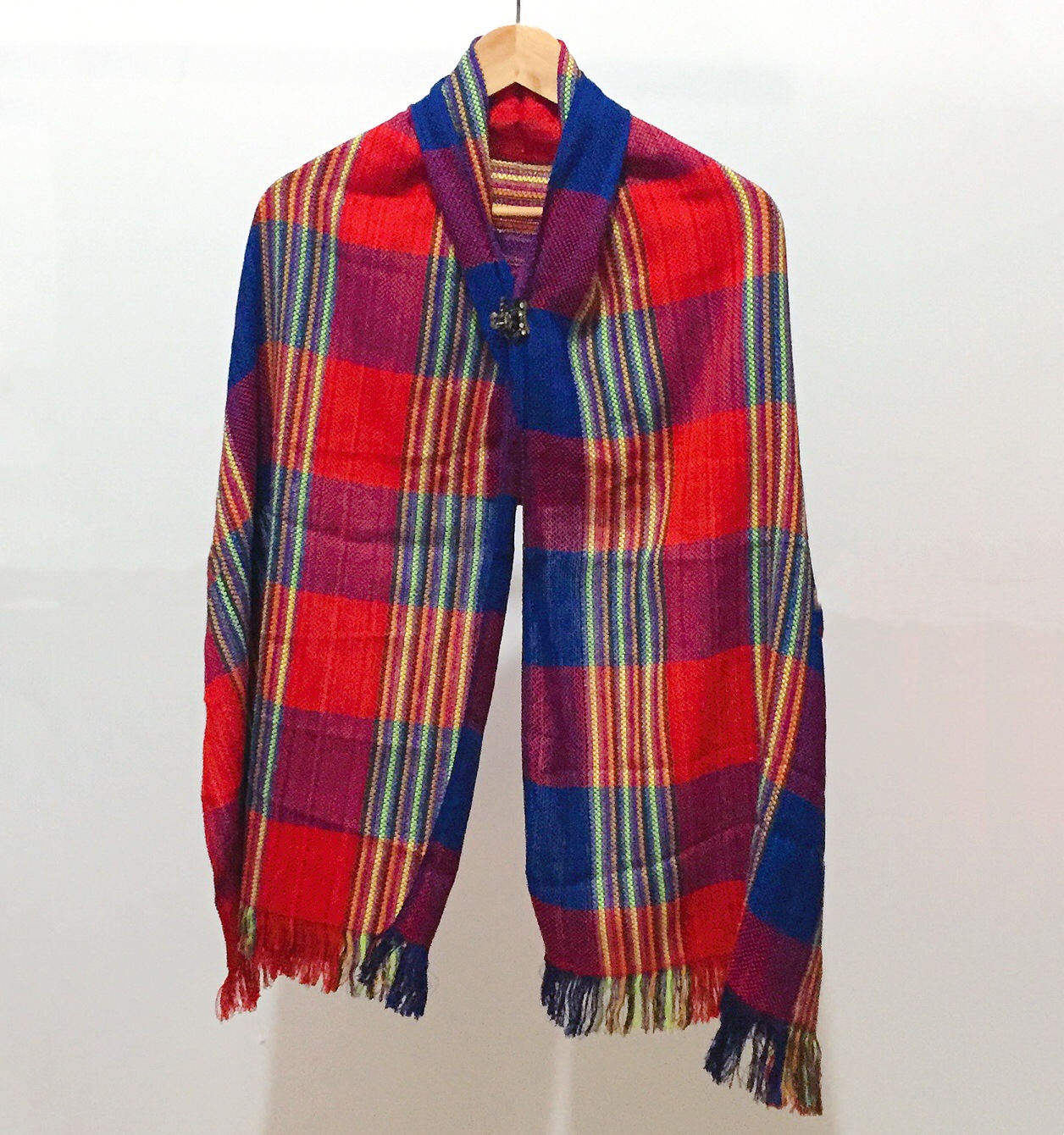 民族风手工土布围巾 棉质七彩配色编织披肩围脖 秋冬季男女款围巾