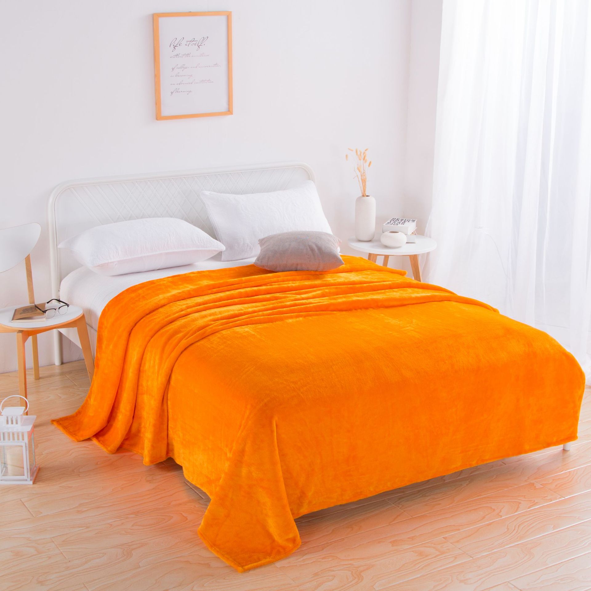 New Solid Color Flannel Blanket Bed Sheet Gift Blanket Home Leisure Velvet Blanket Travel Blanket Office Air-Conditioning Blanket